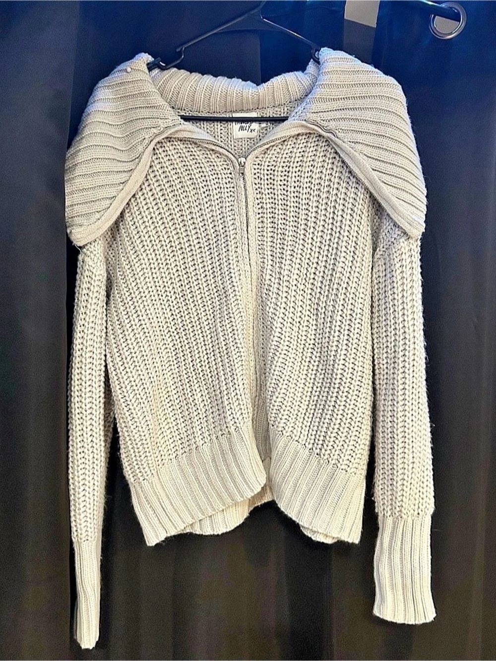 Princess Polly Zip Through Knit Sweater Gray Small